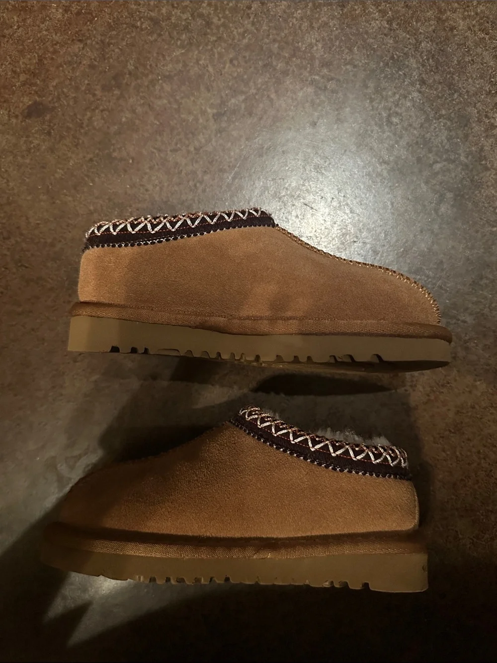 UGG Tan Suede Shearling Lined Mule Slippers